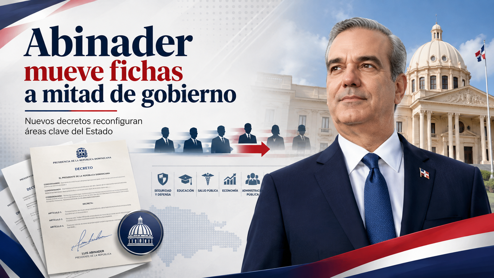 Abinader mueve fichas a mitad de su segundo mandato y reconfigura áreas clave del Gobiern